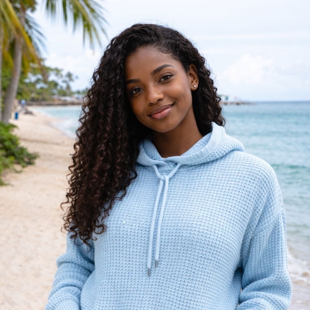 Baby Blue Hoodie Sweater Size M Oversize Baggy Stretchy Knit Boxy Soft Knit